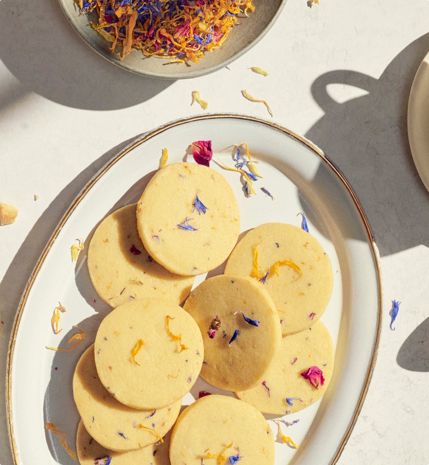 Shortbread cookies with flower sprinkles