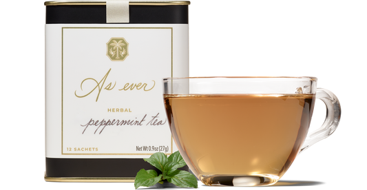 Cup of Herbal Peppermint Tea with tin