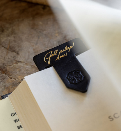 "Fell Asleep Here" Leather Bookmark