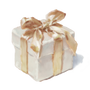 Gift box with a gold ribbon on a white background
