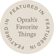 Circular sticker with 'Featured in Oprah's Favorite Things' text